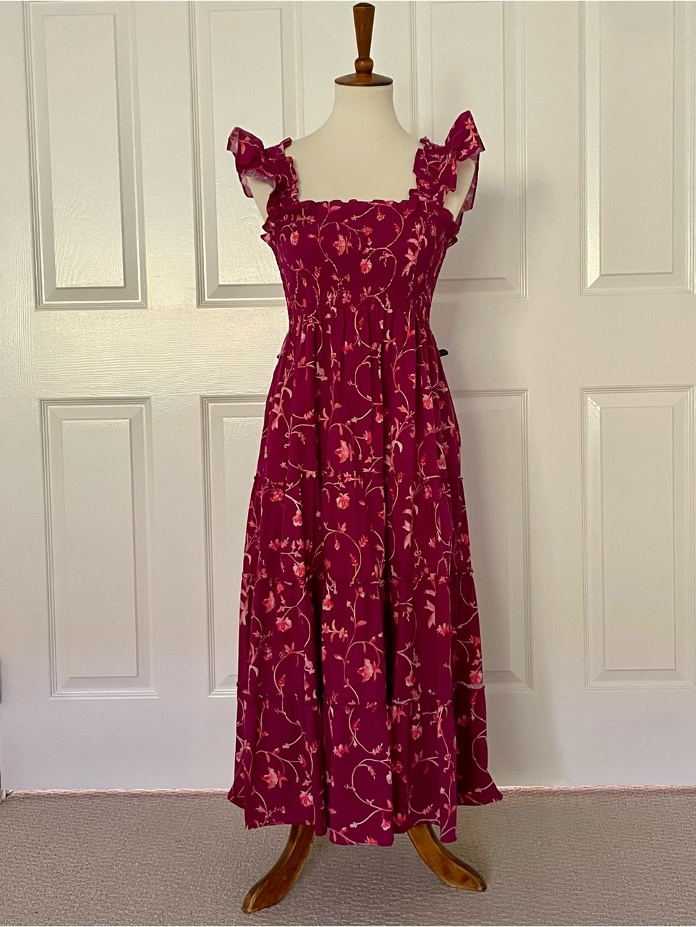 Hill House Ellie Nap Dress Size XS Pink Burgundy
